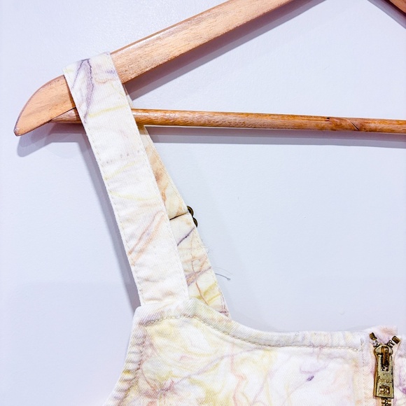 GUESS – Beige & purple marble denim crop top | Zip-front | Size S * - Picture 5 of 10